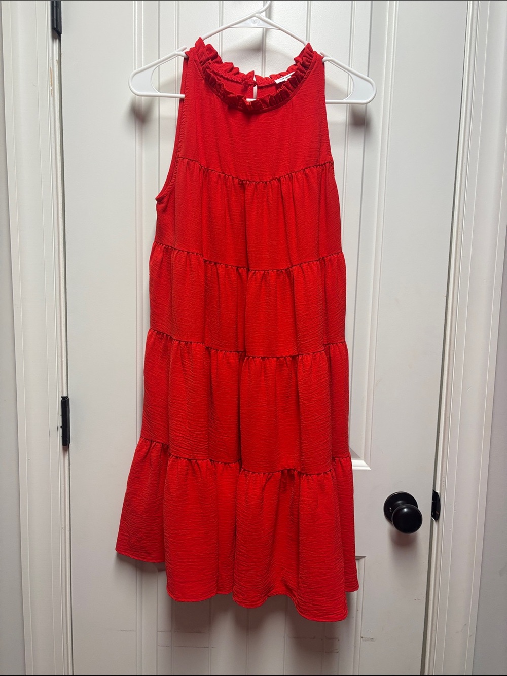mittoshop Red Tiered Ruffle Neck Sleeveless Dress size S